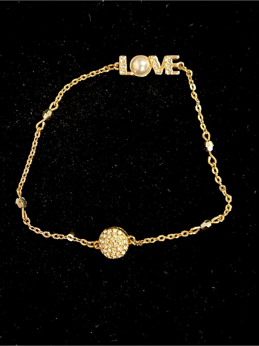 Swarovski Gold tone LOVE Bracelet with  pearl accent and magnetic clasp